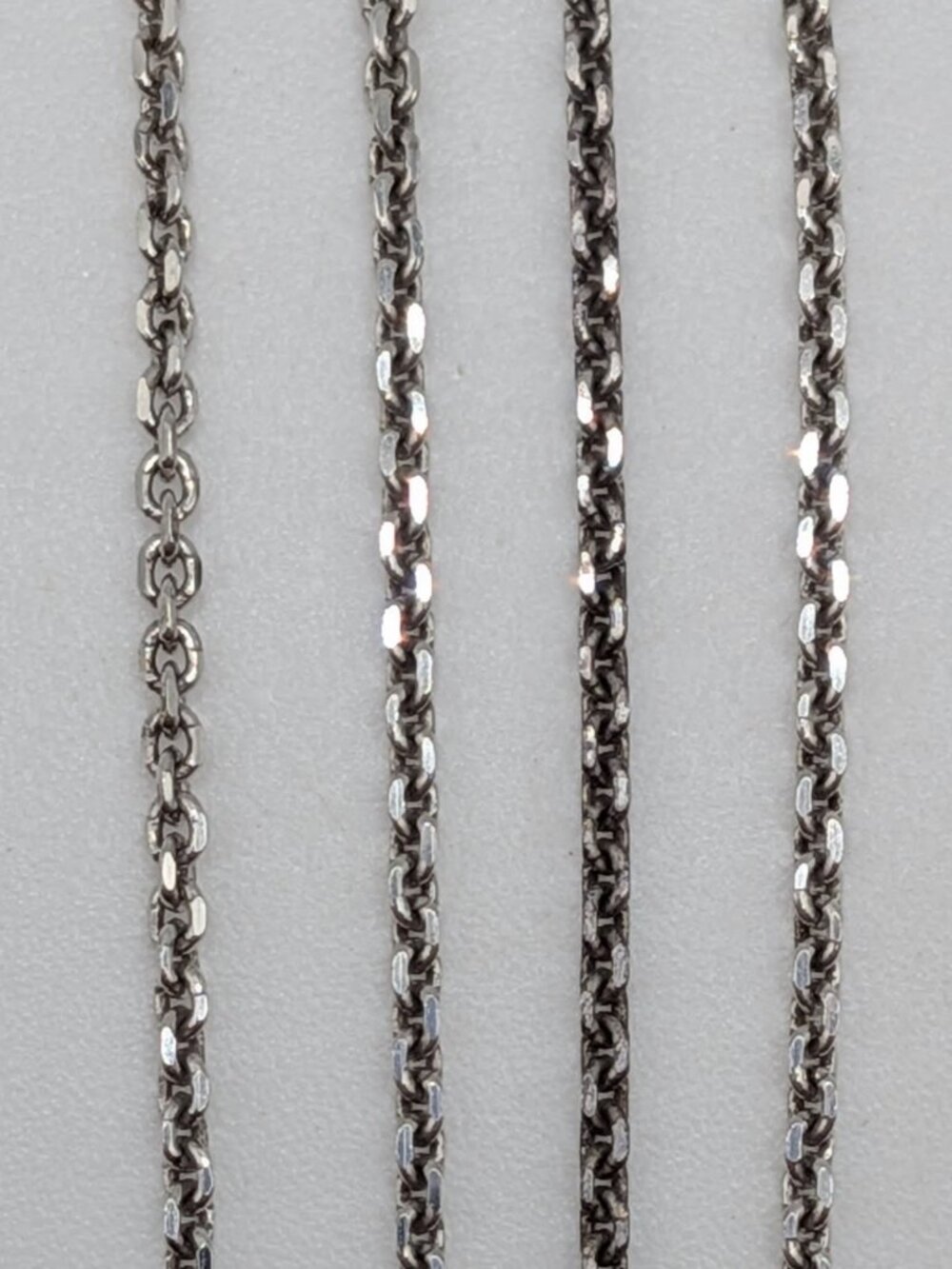 Cable Chain Necklace 1mm 16-18in Length Signed 925 Sterling Silver 2.4Grams